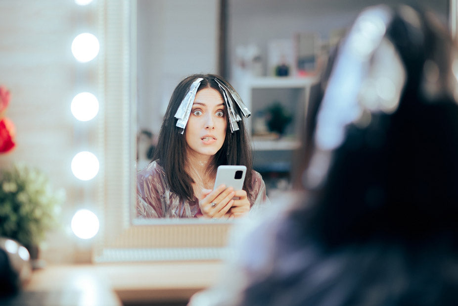 funny woman waiting in salon