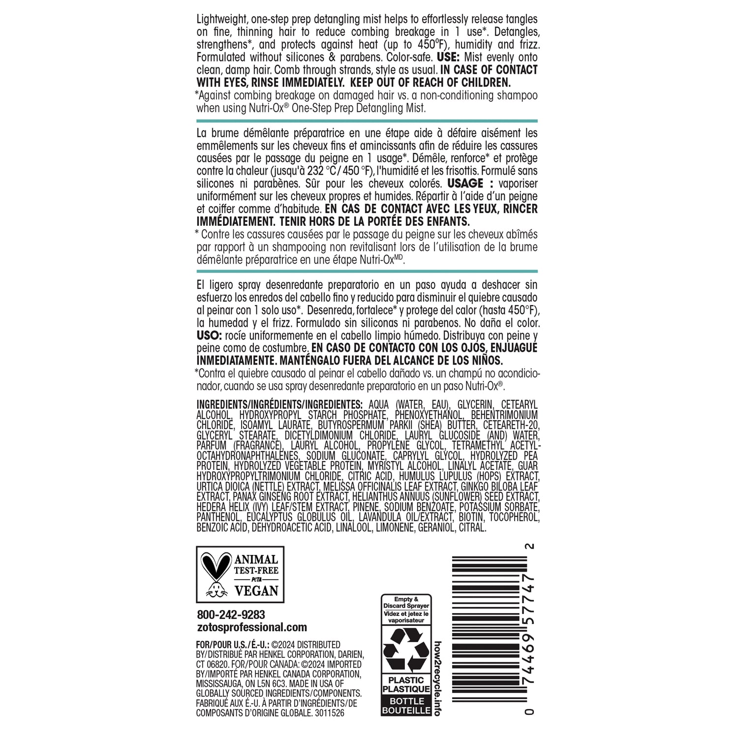 Nutri-Ox® One-Step Prep Detangling Mist