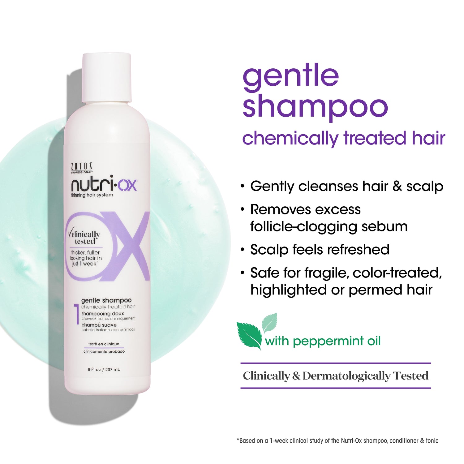 Gentle shampoo for chemically treated hair gently cleanses hair and scalp, removes excess follicle-clogging sebum, and is safe for fragile, color-treated, highlighted, or permed hair,