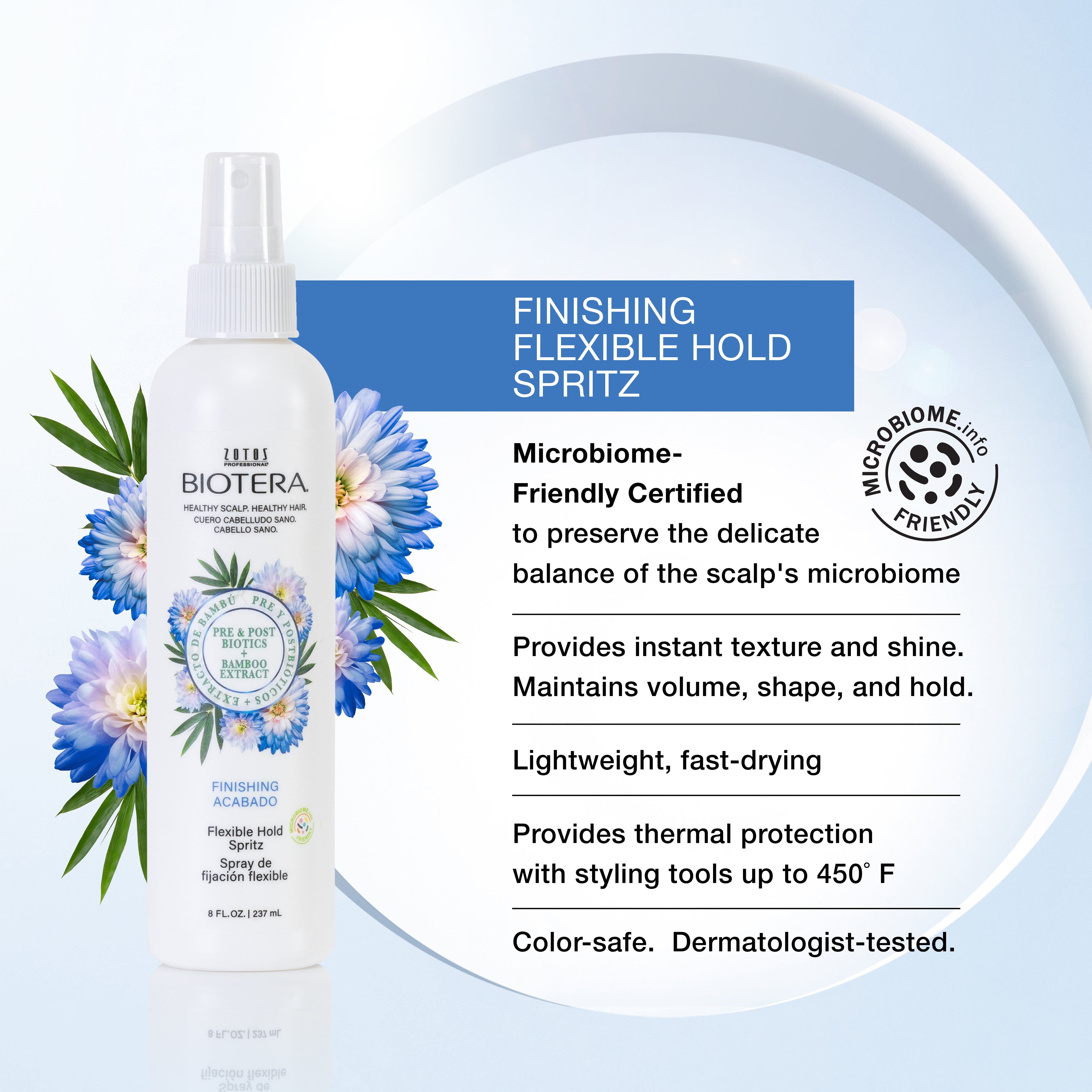 For beautiful hair, go back to your roots. Biotera is our first microbiome-friendly certified professional hair care proven to preserve the delicate balance of the scalp's microbiome. Clinically tested, salon proven. Image of shampoos, conditioners and stylers. 