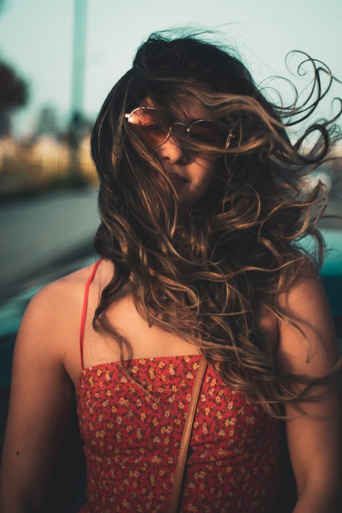 woman with mocha brown hair