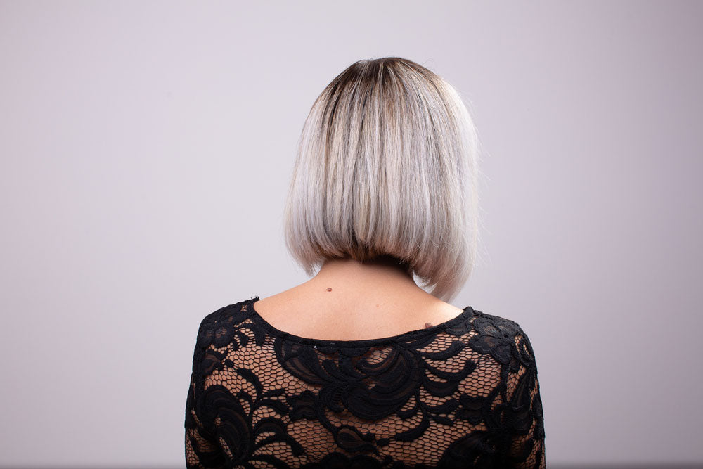 senior woman short gray hair