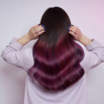 woman bright-colored flying hair